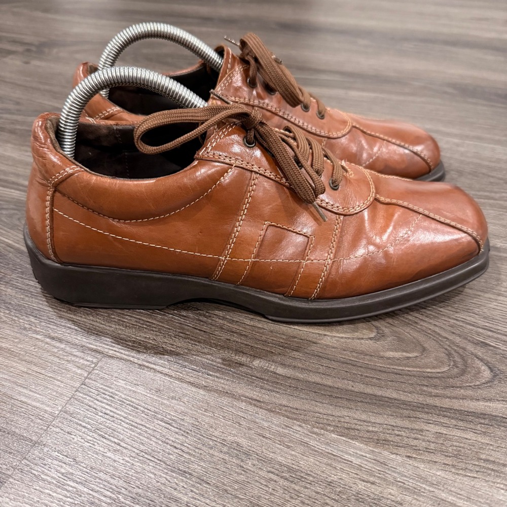 Tolo Made in Italy Brown Leather Lace Up Comfort Casual Dress size 9